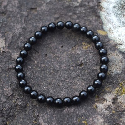 Black Obsidian Crystal Bead Bracelet | Protection   Grounding   Energy Shield