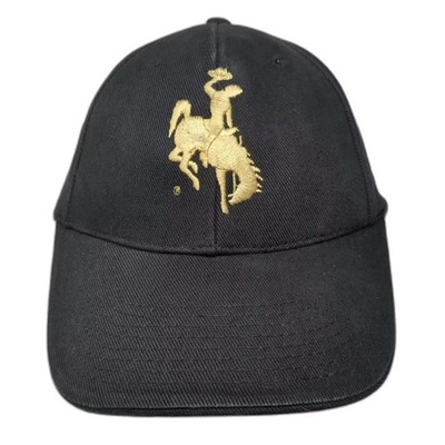 Signatures Wyoming Cowboys NCAA Strapback Cap Hat Black OS Bucking Horse Logo