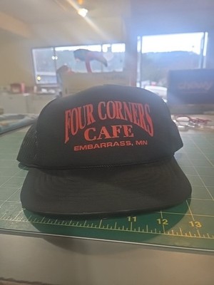Vintage Four Corners Cafe Embarrass MN Trucker Hat Snapback Made Bangladesh