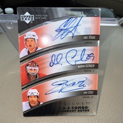 2006-07 UD Trilogy 1-2-3 Combos Clear Cut AUTO Staal Gerber Cole /25 Hurricanes