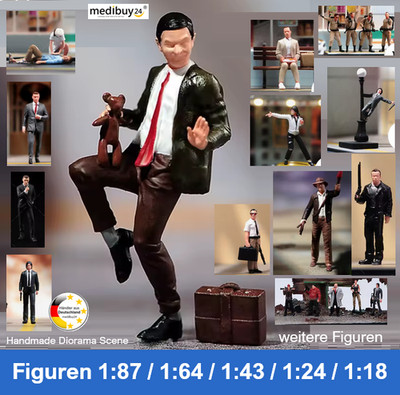 Figuren HO 1:87 1:64 1:43 1:24 1:18 Diorama Modeleisenbahn Carrera Bean Gump 007