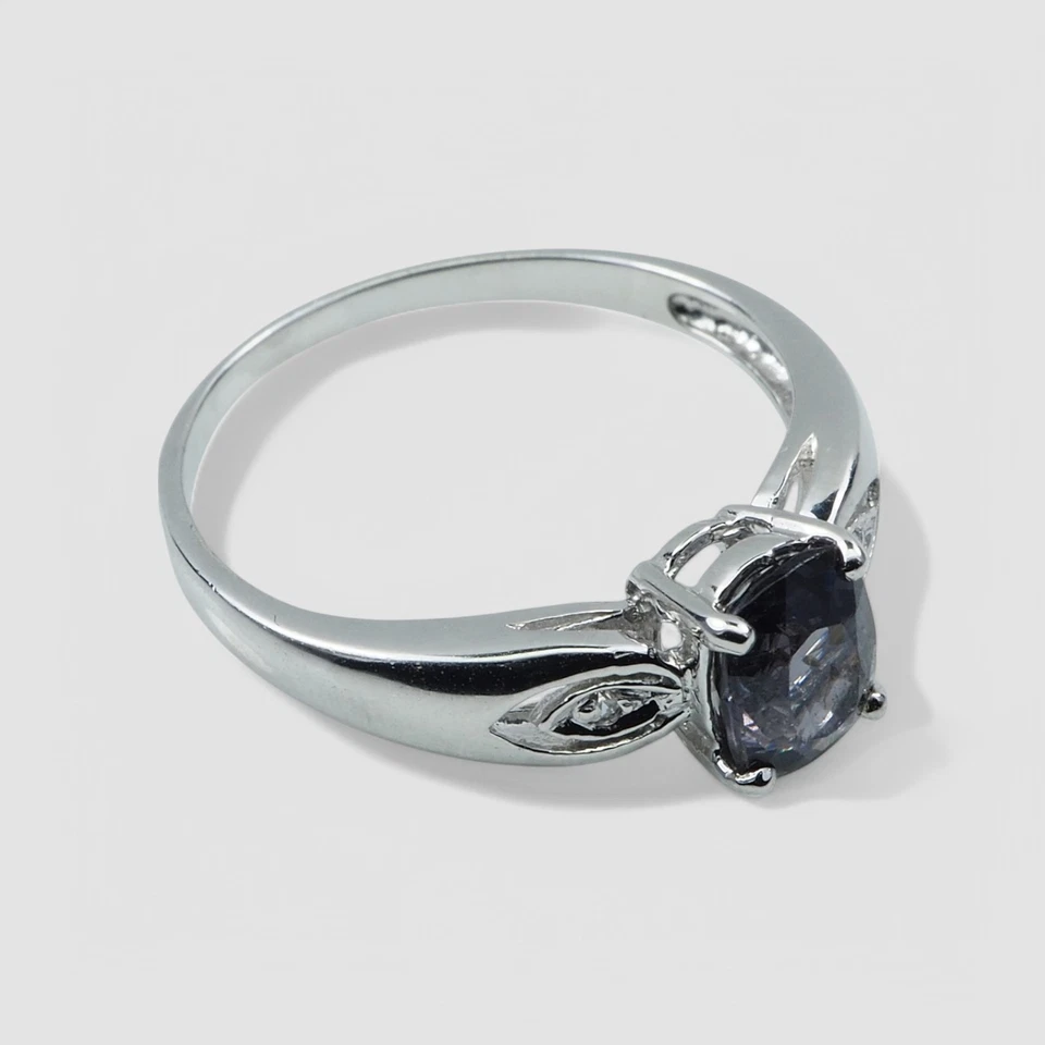 Anéis de joias feitos à mão de prata esterlina 925 Birmânia cinza metálico espinélio 1,10 ct - Imagem 3 de 4