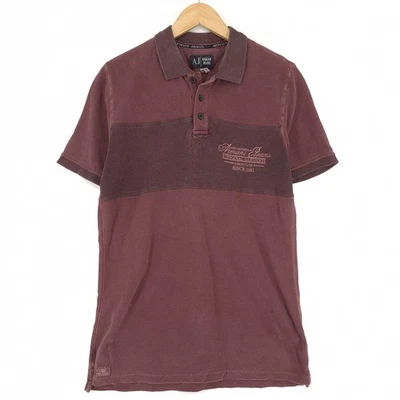 Armani Jeans Vintage Polohemd Burgunder Lässig Kragen Bi8 Größe L - Bild 1 von 4
