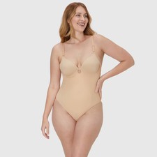 Maidenform Women's Extra Firm Cupped Bodysuit - Almond L
