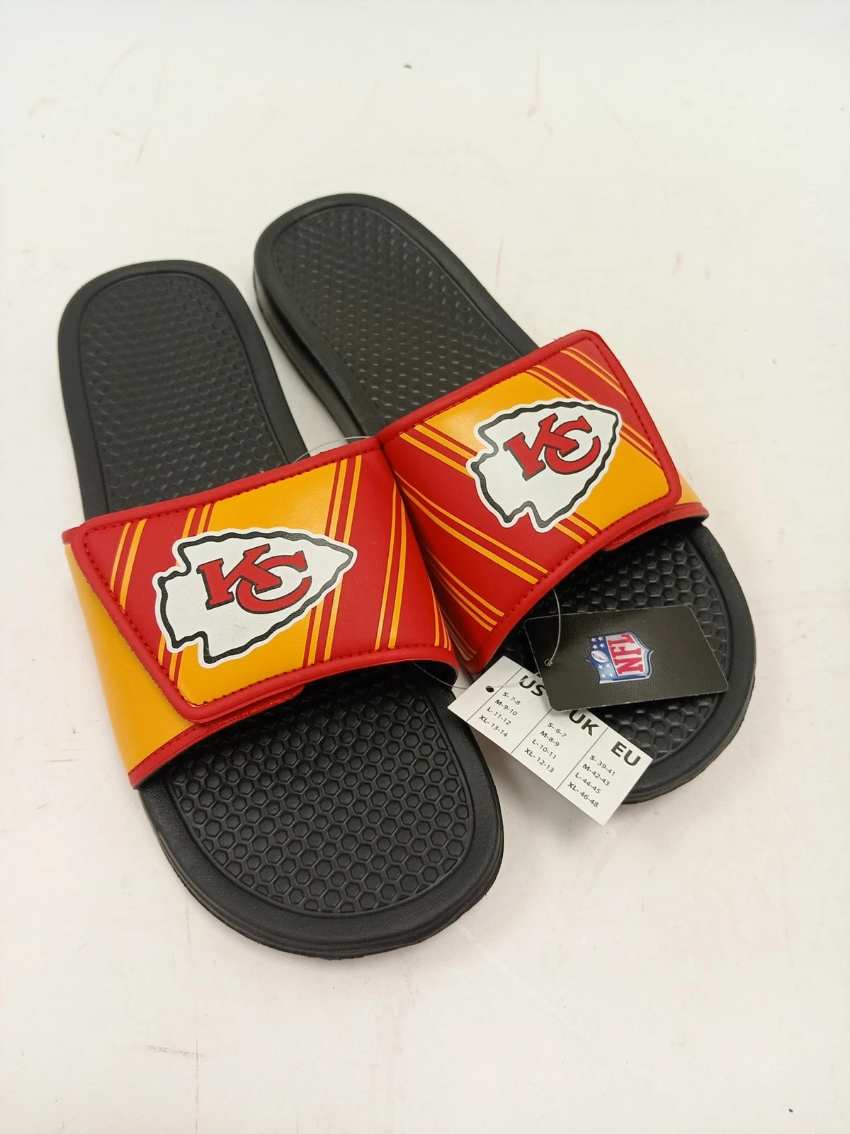 NFL Kansas City Chiefs Slide Sandals Black Red Size Medium UK 10-11 New