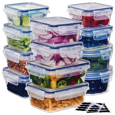 Glass food storage containers set with lids 24pc 12pc lid 12 pc box 