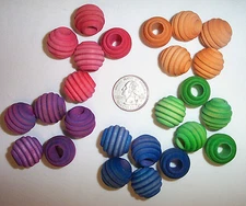 25  Bird Toy Parts 3/4" Colored Wood Beehive Beads  Parrot Toy Parts w/ Hole 