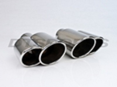  DT-24082 LEFT & RIGHT DOUBLE ROLL EDGE EXHAUST STAINLESS TIP 2.25'' INLET 8.5'' L