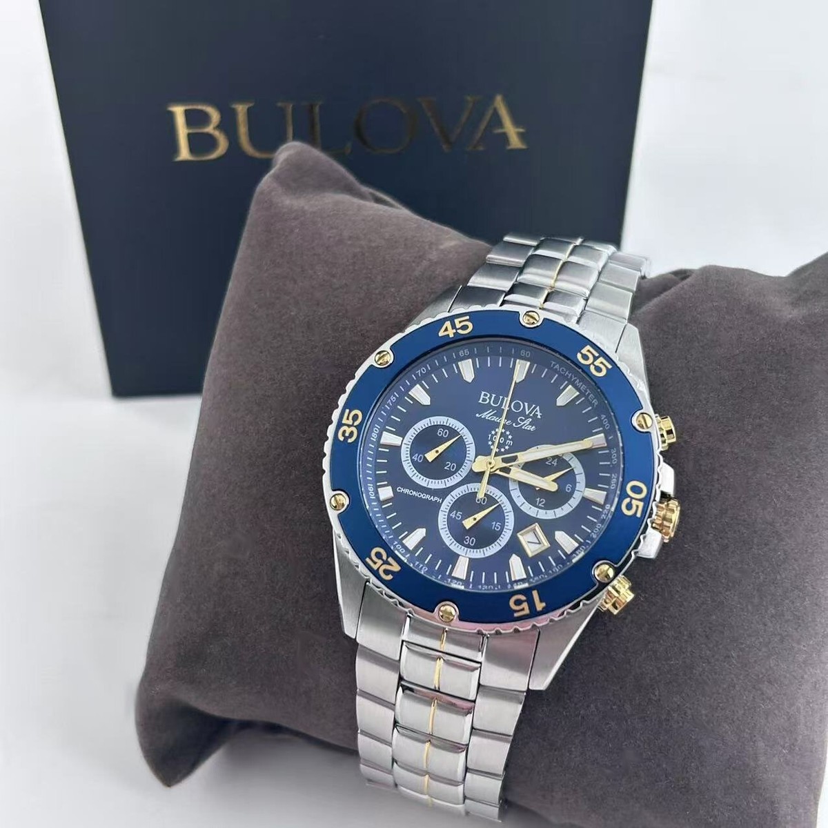 New Bulova Marine Star 98B400 Blue Dial Men's Chronograph Quartz
