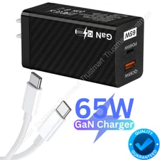 65W GaN Charger USB QC3.0 PD Fast Charge Adapter For iPhone 15 MacBook Samsung