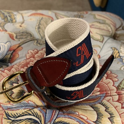 Cape Cod Co. Men's  sail  Belt Canvas Size Large 43  35  To Leather