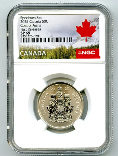 2025 50C CANADA 50 CENT NGC SP69 COAT OF ARMS HALF DOLLAR FIRST RELEASES
