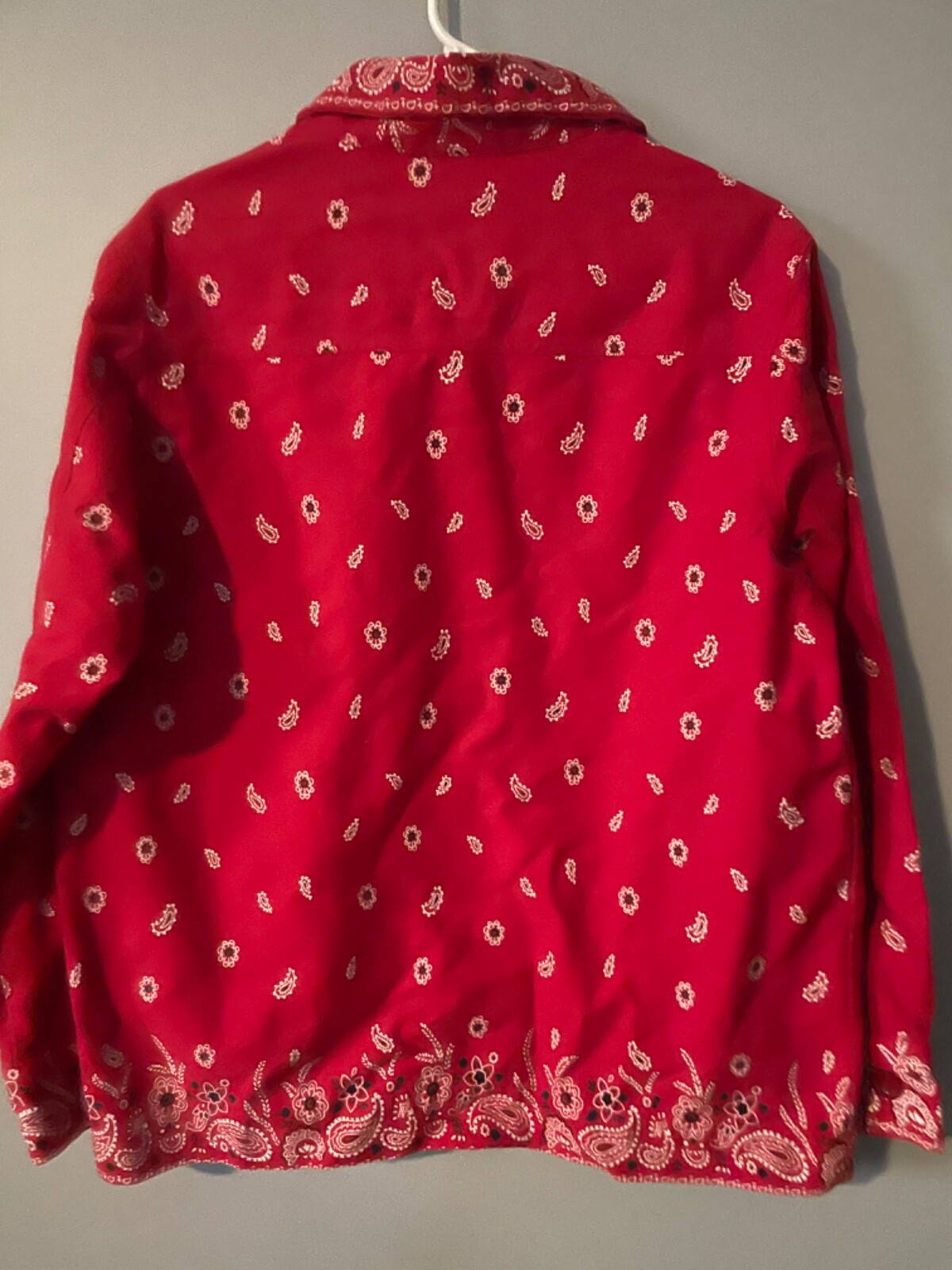 Quaker Factory Bandana Print Blazer Jacket with Rhinestones Size Large