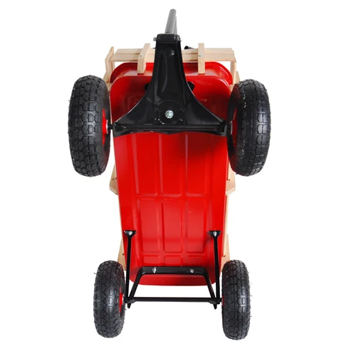 Outdoor Sportwagen Werkzeugwagen Holz Seitenteile Luftreifen Wagen rot - Bild 18 von 20