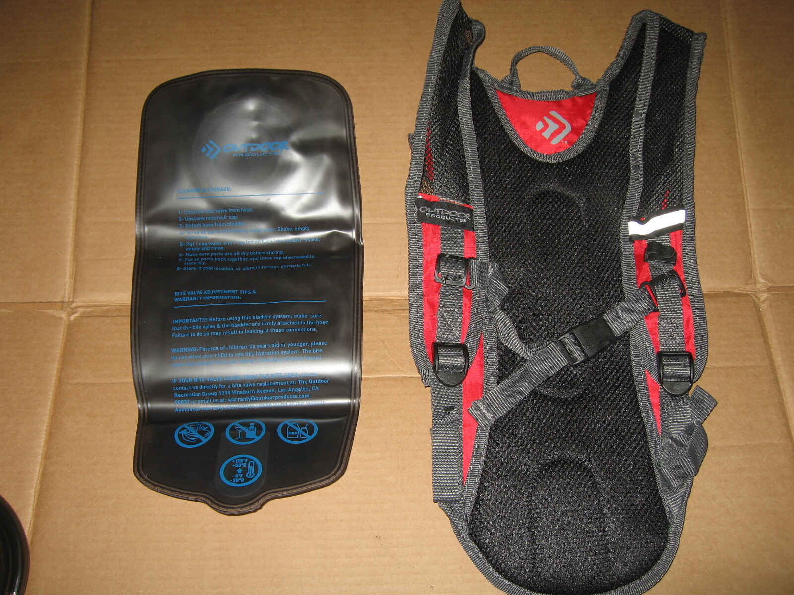 Outdoor Products Kilometer 8.0 Hydration Pack, 2 Liter, Red, Factory