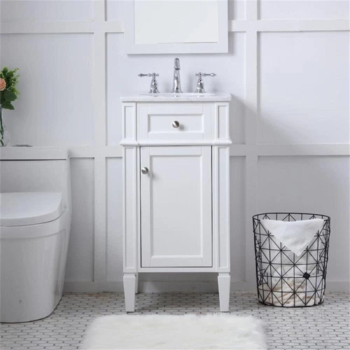 Elegant Decor Park Avenue 18" Single Marble Top Bathroom Vanity in White - Picture 9 of 18