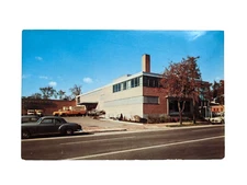 PORTLAND, ME Maine OAKHURST DAIRY Plant~Delivery Trucks c1950's Chrome Postcard