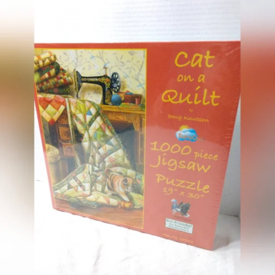 #ad Sunsout Cat Jigsaw Puzzle Cat on a Quilt 1000 piece # 15854 NEW Sealed $20.49