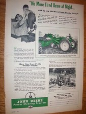 VINTAGE  JOHN DEERE ADVERTISING SHEET - # 70 TRACTOR & LOADER-1955