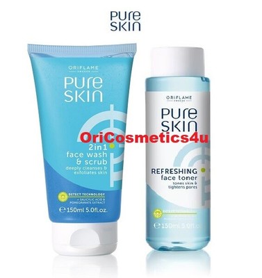 pure skin 2 in 1 face wash & scrub oriflame