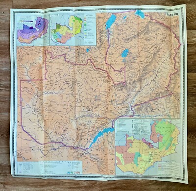 Zambia Vintage Soviet Reference Map 1973