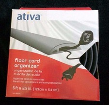 Ativa Floor Cord Organizer Grey 6' X 2.5" Pre-slit rounded surface NEW