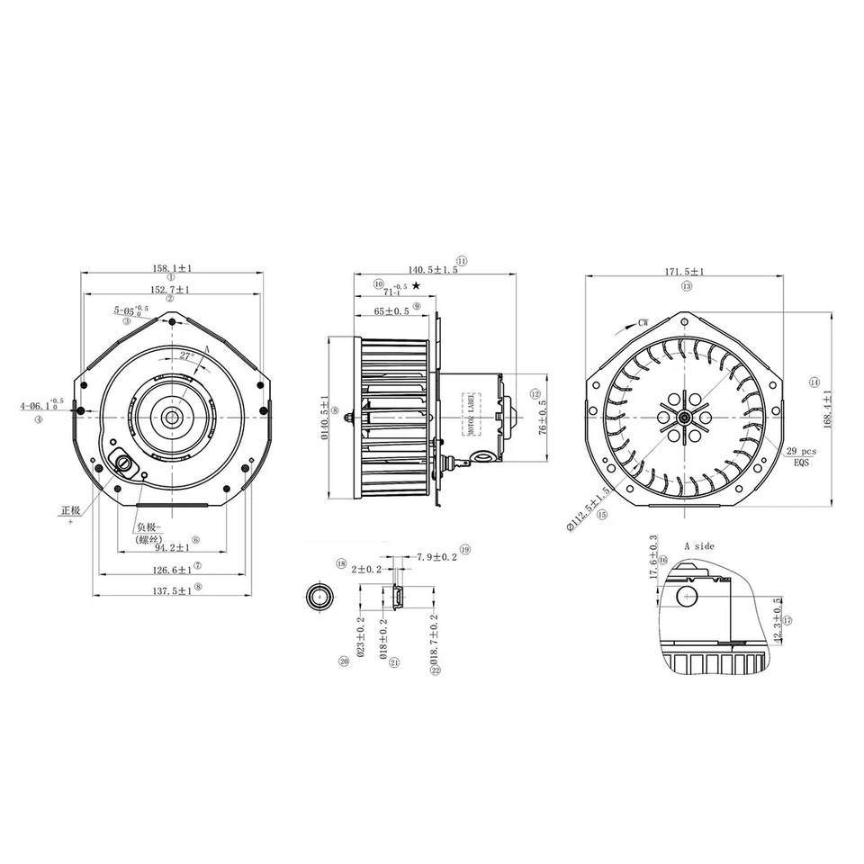 Blower Motor For Buick Century Electra LeSabre Regal Riviera Skyhawk 35345 PM138 - Изображение 2 из 2