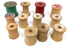 Coats & Clark J.P. Coats Mercerized Empty Sewing Thread Wooden Spools Lot Of 12