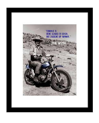 #ad #ad John Wayne 8x10 photo print on Honda motorcycle Quote on Courage cowboy mancave $11.99