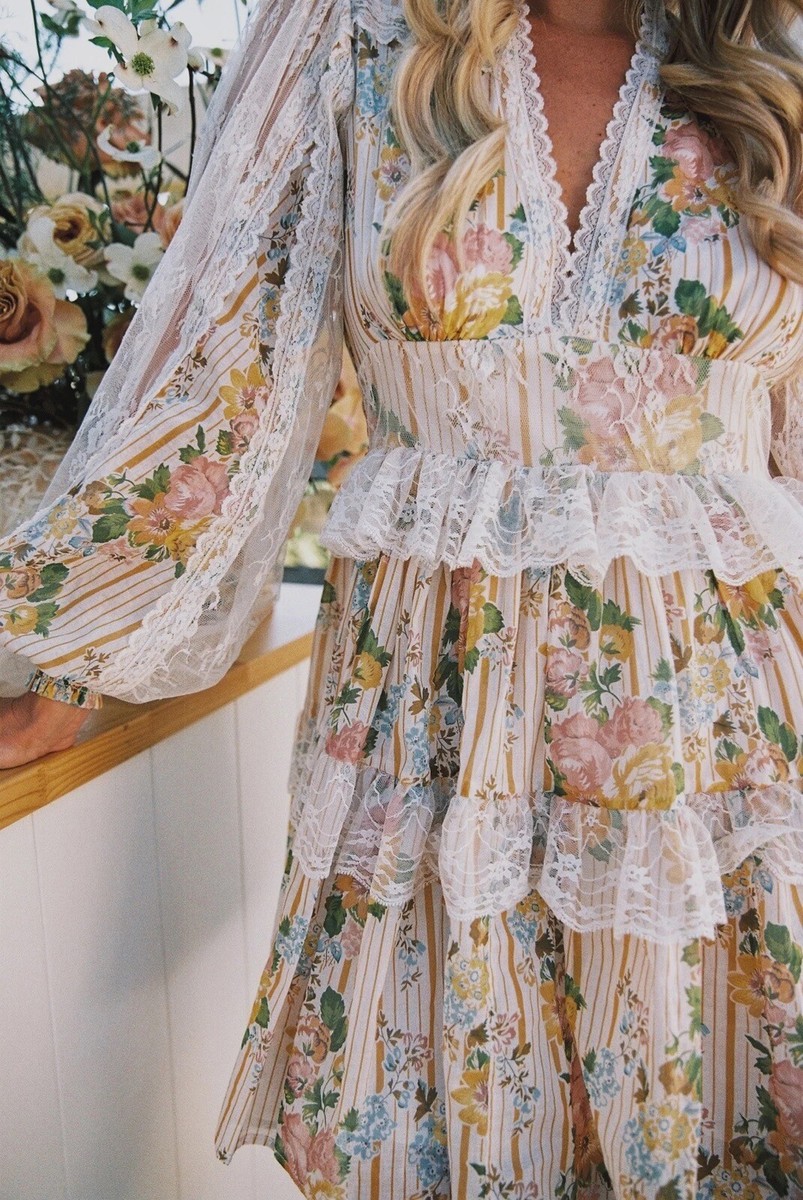 open lace back dress Spell Painters Garden Strappy Maxi Dress
