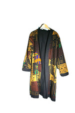 African Long Coat Duster Style Heavy Tapestry Fabric 100% Cotton 