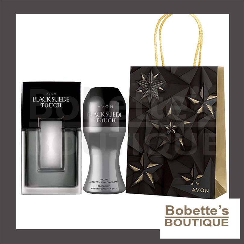 Coffret de parfum Black Suede Touch Avon aux notes de cuir précieux pour homme
