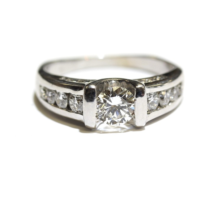 GIA certified 14k white gold 1.08ct round diamond tension engagement ring 4.7g 6