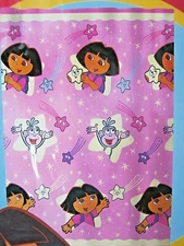 Dora the Explorer & Boots Pink Vinyl Shower Curtain Stars 70x72 Child 