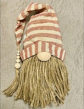 Burlap Santa Christmas Gnome With Striped Hat NEW