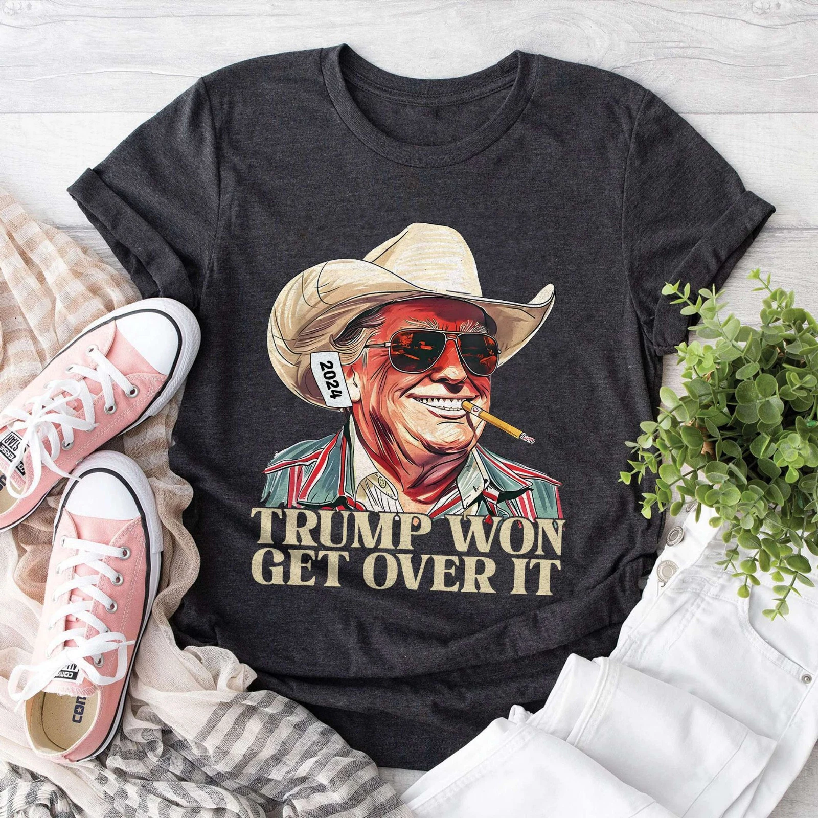Trump Won Get Over it 2024 Shirt, President 47th Trump Shirt, Trump Cowboy Tee