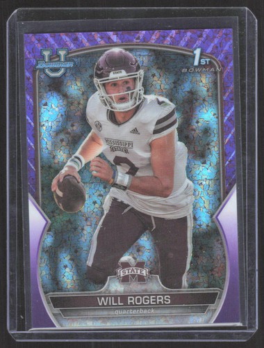 2022 Bowman University Chrome #46 Will Rogers Mississippi State Bulldogs - Picture 1 of 2