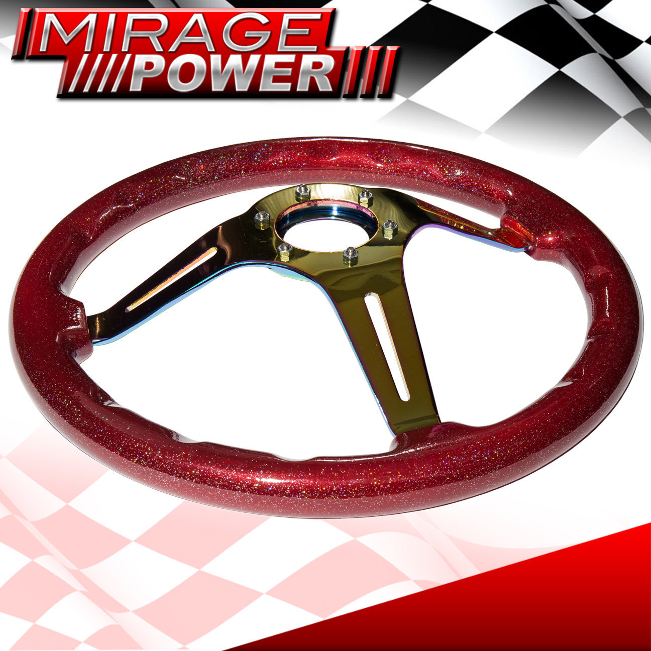 Sparkle Red Neo Chrome Steering Wheel + Extender Quick Release For 03-15 Accord