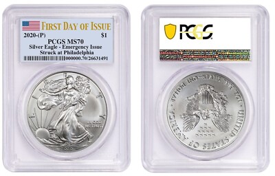 【新品】Silver Eagleイーグル銀貨2020 PCGS MS70 PCGS MS70 最高鑑定 2020 シルバーイーグル FIRSTDAY 2020 Silver