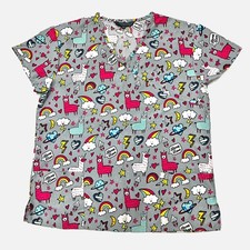 Serene Uniforms Llama Love Scrub Top Size Medium