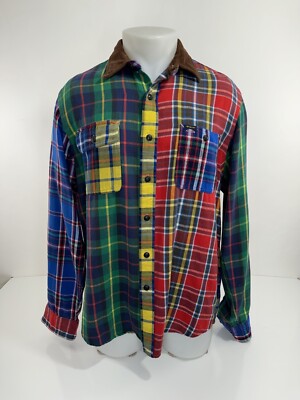【Special】80s Polo Country flannel shirt POLO COUNTRY RALPH LAUREN Loop CORDUROY COLLAR Plaid L Flannel