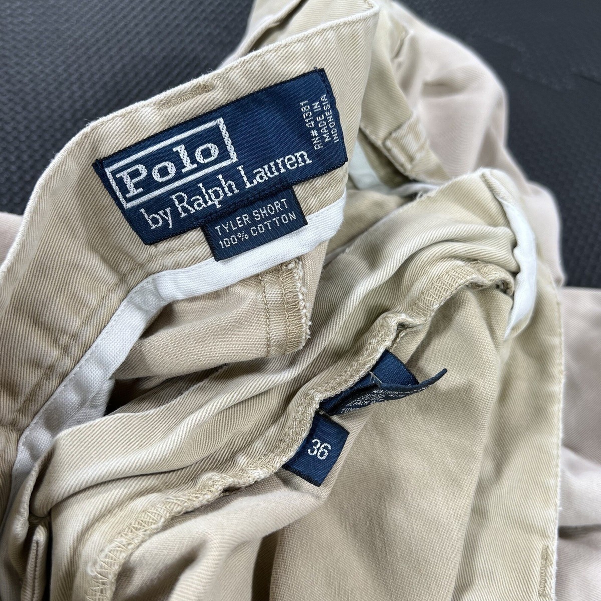 Vintage Polo Ralph Lauren Tyler Shorts Mens sz5 Chino Pleated Tan