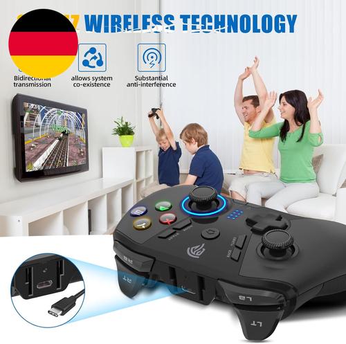 Easysmx PS3 Controller, 2.4G Wireless Gamepad, Einstellbare LED Und Vibrationsfu - Bild 6 von 12