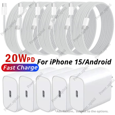 For iPhone 15 16 Pro Plus USB-C Type-C Cable Fast Charger 20W Power Adapter Lot