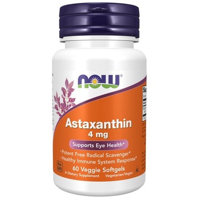 NOW Foods Supplements, Astaxanthin 4 mg, 60 Count (Pack of 1), Carob Brown