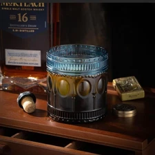 6-pack Vintage Glasses, Large Modern Double Old Fashion Glass (Cornflower Blue)