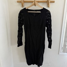 Dolce&Gabbana 90s dark romantic black pencil fitted lace sleeve Dress whimsigoth