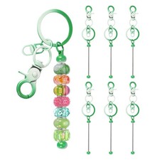 6 Pcs Beadable Keychain, Keychain Making Supplies for DIY Green Gradient