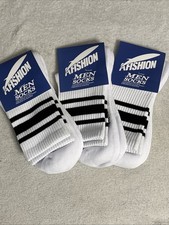 Afishion Men's Crew Sock 3 Pack Antibacterial Sweat Absorbent deodorizing, Wh, L