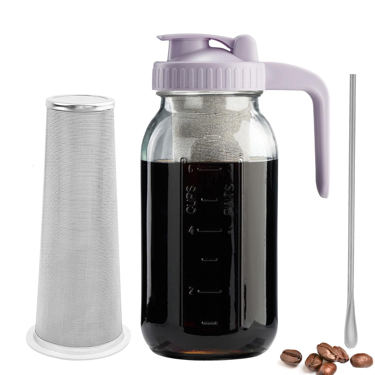 With V-shaped Lid 64oz Iced Stainless Steel Filter, Bpa